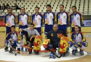Foto de familia da selección catalá de hóquei sobre patíns